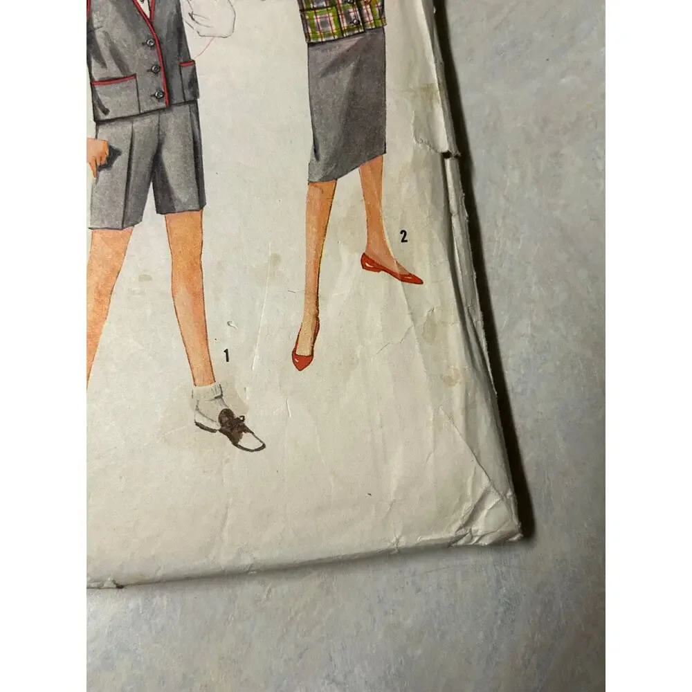 Vintage 50's-60's Simplicity Pattern #3046 Teen Jacket, Shorts and Skirt Size 14
